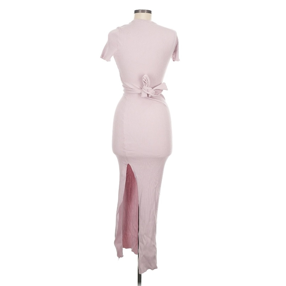 Ronny Kobo Athena Ribbed Knit Midi Dress side slit waist wrap Size M - Picture 3 of 8